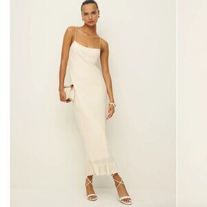Reformation Suki Ruffle Hem Bridal Ivory Dress